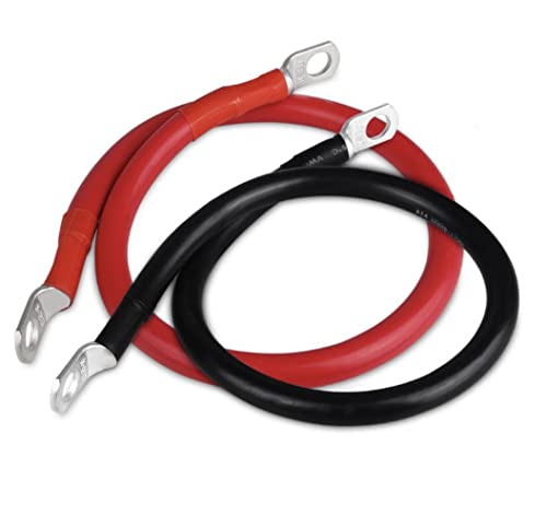 Image of 4AWG 20-Inch Battery Power Inverter Cables Set with 3 /8 inchLugs Terminals 4 Gauge x 20 inch (1 Black & 1 Red) for Car Marine Solar ATV Lawn Mower RV Motorcycle