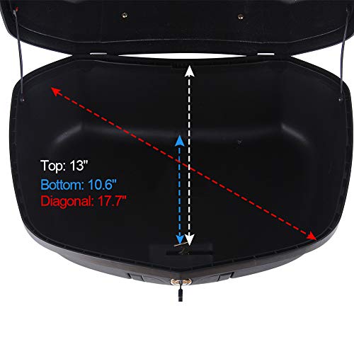 Comie Motorcycle Tour Tail Box Trunk Luggage Top Lock Storage Carrier Case W/Soft Backrest&Handle - 48L Capacity - Can Store Helmet #TOP6