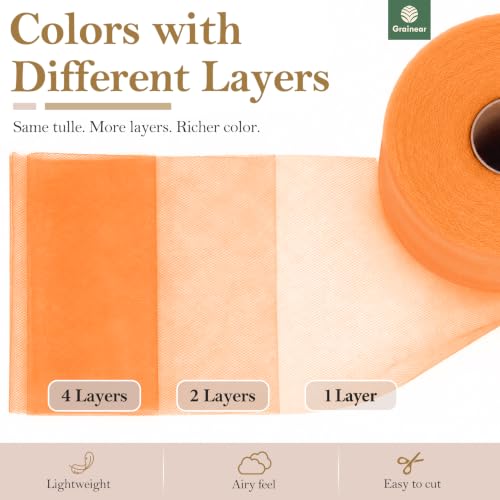 Image of Orange Tulle Fabric Roll 6 Inch x 100 Yards Tulle Ribbon