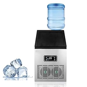 Máquina De Hielo Comercial, Máquina De Hielo Independiente Portátil Automática De 60Kg/24H, Máquina De Hielo De Limpieza Automática