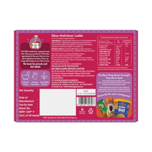 Image of GO DESi Ghee Motichoor Laddu - 200 /150 grams | Made with Bengal Gram Flour and Pure Cow Ghee | Indian Sweets | Sweets Gift Pack