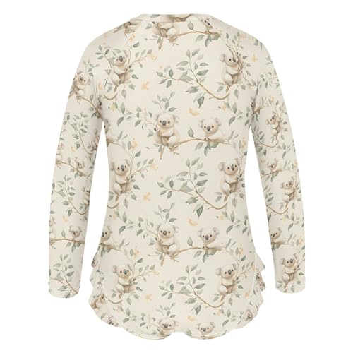 Cute Koala Girls Long Sleeve Rashguard Swimsuit UV Protection One-Piece Swimwear Bathing Suit B04041393