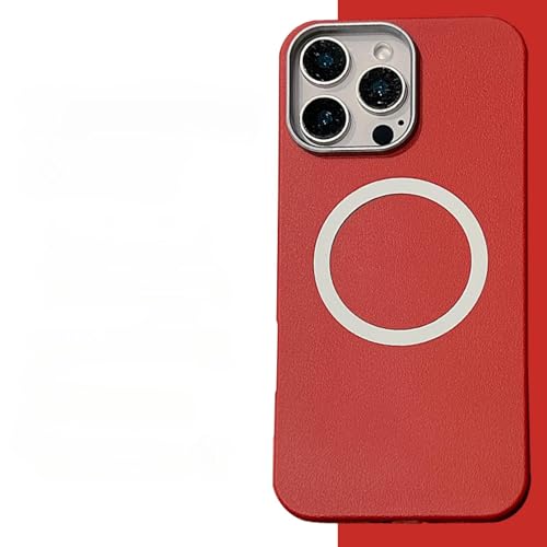 Étui iPhone 14 Pro cuir rouge magnétique, protection et recharge sans fil induction