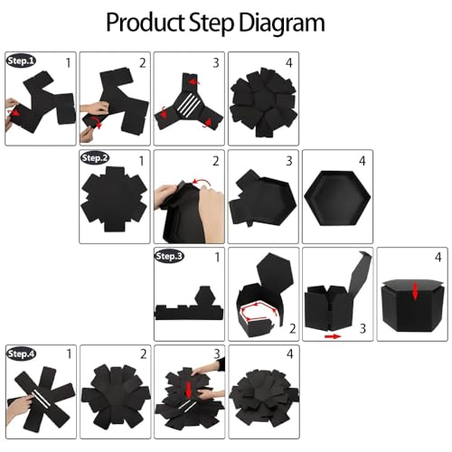 Überraschung Box Kreative DIY Fotoalbum Explosion Box Schwarz Geschenkbox für Weihnachten Geburtstag Jubiläum Valentinstag