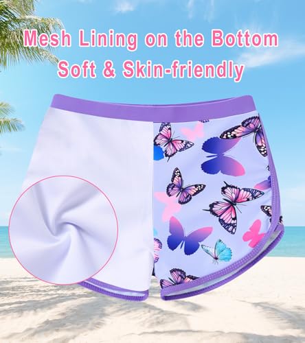 Image of Vogseek 4-10T Girls Rashguard 2 Pieces Long Sleeve Swimsuit Swimwear with Shorts