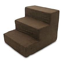 Best Pet Supplies 3-Step Pet Stairs, 18 by 15 by 13-Inch, Dark Brown Suede