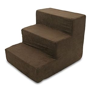 Best Pet Supplies 3-stufige Haustiertreppe, 45,7 x 38,1 x 33 cm, dunkelbraunes Wildleder