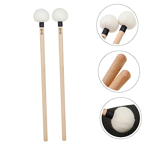 2 baquetas de percusión con mango de madera y punta de fieltro miniatura 5