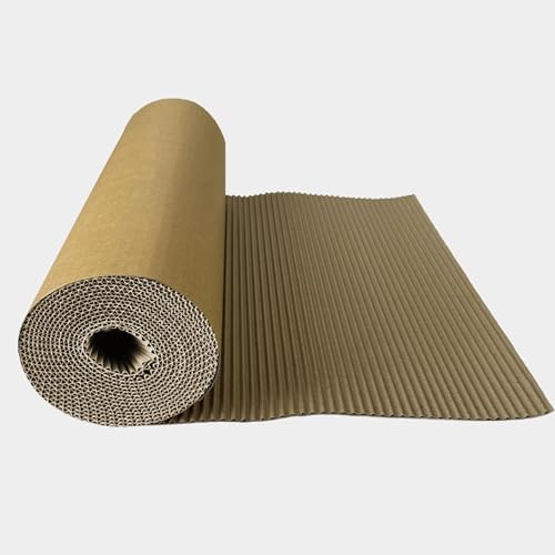 Yinmazzsan 14x 72in Brown Single Face Corrugated B Flute Cardboard Roll Shipping Corrugated Roll Paper Corrugated Wrap for Packing, Storage, Shipping, DIY, WLZ-001