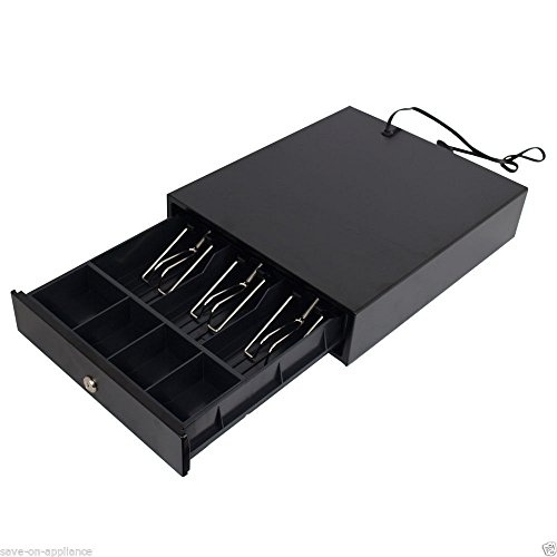 Angel Pos 12 Inch Automatic POS Cash Drawer Compact Portable Cash Register Till Draw Box, 24V RJ11/RJ12 Cable, Keys and Lock with Removable Coin Tray