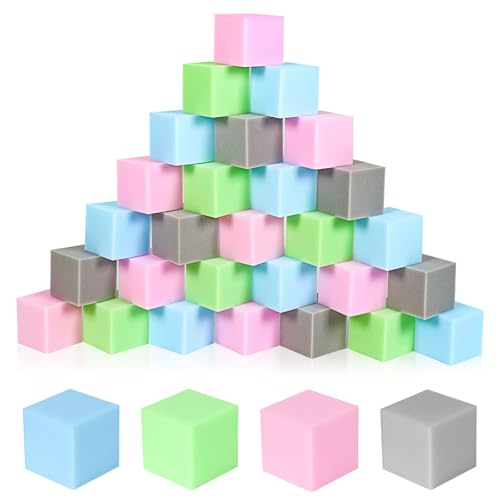 CROWNZONEE 48-Pack Soft 3.15 Inch Foam Cube Blocks, Play Pit Fillers & Safety Padding for Indoor...