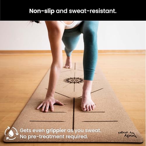 Image of Luxury Cork Yoga Mat - Non Slip, Extra Thick Grip. Extra Large & Long. More Comfort and Support. Tough Enough For Hot Yoga. Cork + Natural Rubber, Non Toxic and Eco Friendly. Optional Alignment Lines.