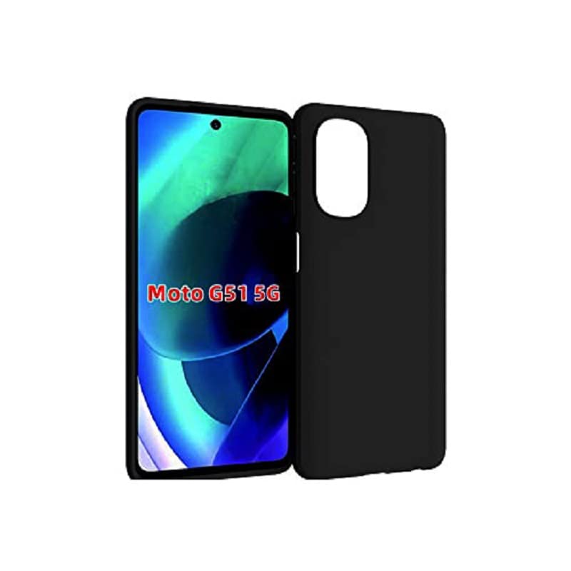 Image of Mobile Back Cover Case for Moto G51 (5G) (Silicone Case|CameraProtection|Black SC1510)