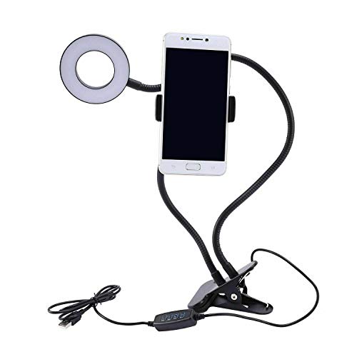 IMBTECH LED Selfie Ring Light with Phone Stand, USB Powered, 3 Light Modes & 10 Brightness Levels, Black