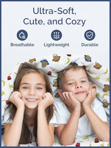 Image of Kids Twin Size Monkeys Bed Sheets - 3 Piece Kids Monkeys Sheet Set