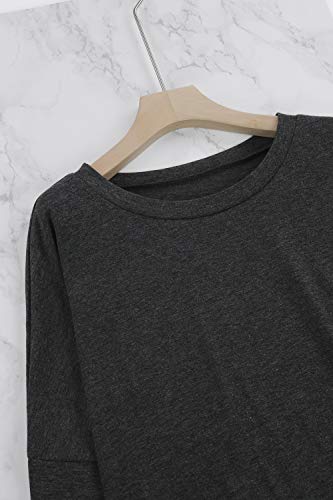 Fixmatti Women Casual 2 Piece Outfits Jumpsuit Long Sleeve Shirt with Long Pant Set Dark Grey