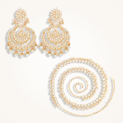 Image of Peora Kundan Faux Pearl Traditional Jewellery Set Gift for Women