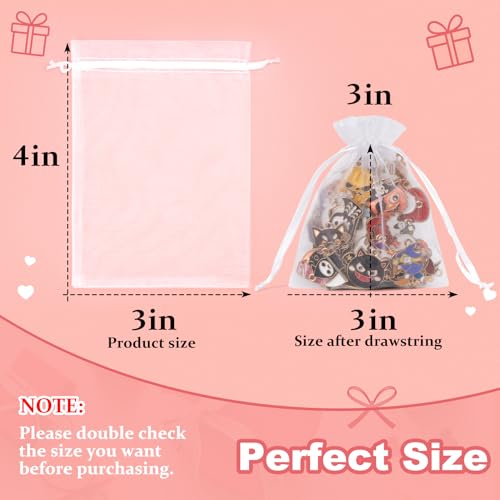 Image of Crweety 50 Pack White Organza Bags 3x4 Inch, Small Mesh Gift Bags for Jewelry Sachet, Elegant Small Mesh Bag Drawstring for Candy Wedding Party Favor, Bridal Shower, Baby Shower & Graduation
