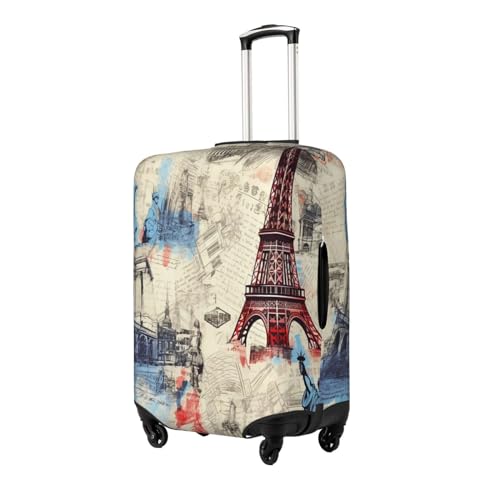 Travel Luggage Cover Elastic Suitcase Protector Washable Baggage Covers Fit For 29-32 Inch Luggage Retro Eiffel Tower London New York City Suitcase Cover XL