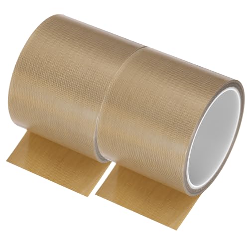 Image of MECCANIXITY 2 Pcs High Temperature Tape 13mm PTFE Coated Fabric Tape Heat Resistant Tape for Vacuum Sealers Adhesive Tape 10m /33ft Brown 0.13mm Thickness