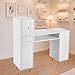 Manicure Table Nail Desk for Nail Tech, Professional Nail Station with USB & Power Outlets, Nail Beauty Salon Storage Acetone Resistant w/Metal Legs, Wrist Cushion, Multiple Shelves, White Gold