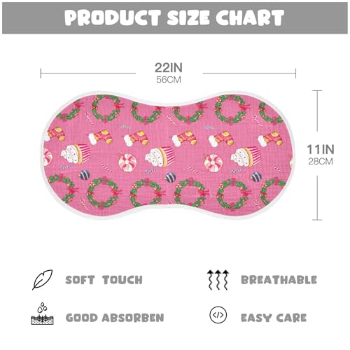 xigua Colorful Christmas Wreaths Muslin Baby Burp Cloths Set of 1, Super Soft & Absorbent Burping Rags, Cotton Burp Clothes Shower Gift for Newborn, Baby Girls and Boys4