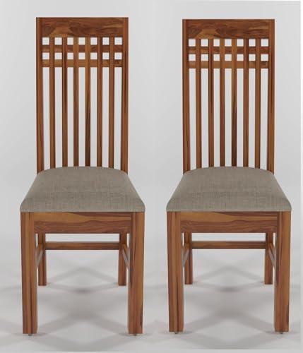 Image of Solid Sheesham Wood Dining Chairs Only | Wooden Set of 2 Dinning Chair for Kitchen & Dining Room | Chairs with Cushion | Rosewood, Honey Finish