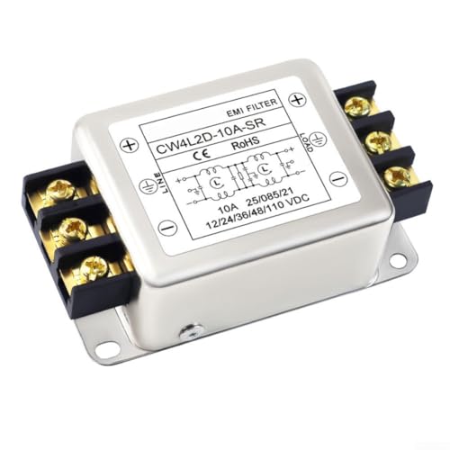 DC de dos etapas para filtro EMI Serie CW4L2D para aplicaciones de fuente de alimentación 3A 6A 10A 20A Montaje de terminal para filtro de supresión EMI Voltaje nominal 110VDC (CW4L2D-10A-SR)