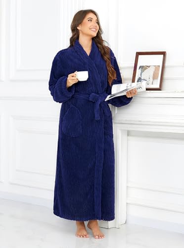Image of Women Long Plush Fleece Bath Robe