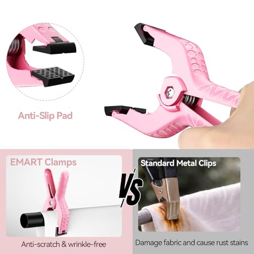 Image of EMART 12 Pack Heavy Duty Spring Clamps 4.5 Inch Professional Plastic Backdrop Clips for Photography Studio, Background Stand, Woodworking, Crafts, Tarp-Pink