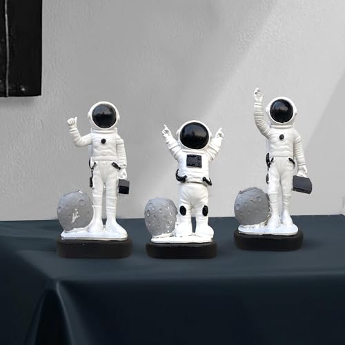 Image of Xtore 3 pcs Astronaut Statues for Home Decor (Pack of 3, Black & White)