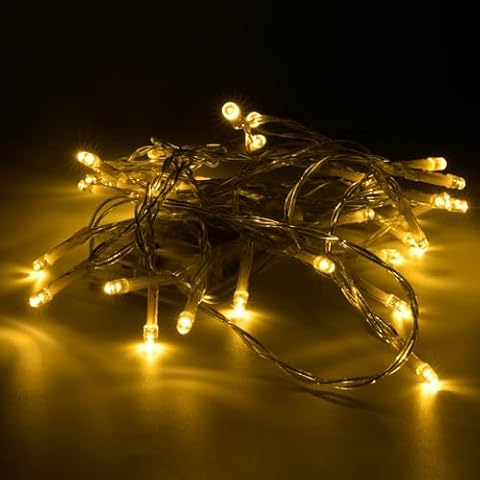 Karlling Battery Operated Christmas Lights,8 Flashing Mode 13 ft Short Clear Wire Led Fairy Light String with Timer for Small Xmas Tree and Wedding Party Indoor/Outdoor Decoration (Warm White, 1Pack) Cover