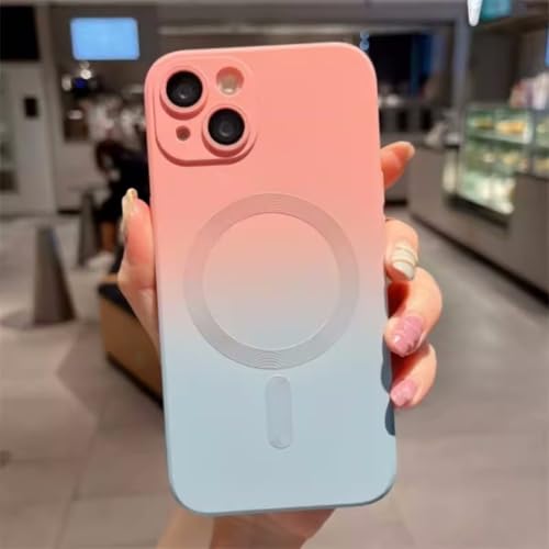 iPhone 15 Plus �p �P�[�X MagSafe�Ή� �w��h�~ �����h�~ �ی�J�o�[ �O���f�[�V�����J���[ �_��TPU�t�̃V���R���ی�P�[�X �X�}�z�P�[�X�p15 Plus ������� �l�C �㎿�Ȏ�G�� �ϏՌ� ���y�� ���^ ���C�A���X�[�d �s���N+