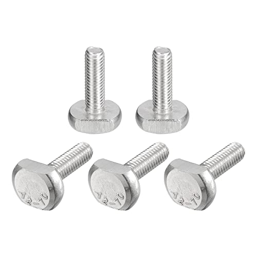 uxcell T-Slot Bolts, 5pcs M6x20mm T Slot Drop-in Stud Sliding Bolts 304 Stainless Steel T Shape Screws for T Track