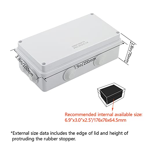 Lemotech Abs Plastic Dustproof Waterproof Ip65 Junction Box Universal Electrical Project Enclosure White 7.9 X 3.9 X 2.8 Inch (200 X 100 X 70 Mm) #TOP1