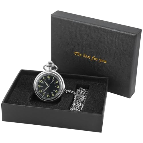 Image of Uncovered Men's Mechanical Pocket Watch with Chain, Uncovered Roman Design Dial Chain Mechanical Pocket Watches for Men