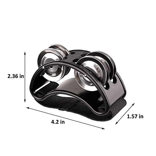 Rigych 2 Pcs Red Rhythm Finger Shaker & 2 Pcs Black Foot Tambourine Shaker With Elastic Strap, Percussion Musical Instrument Set For Ukulele Guitar Drum Mandolin Banjo Playing #TOP3