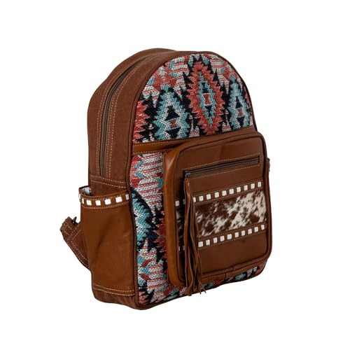 Western Leather Backpack Bag for Women - Upcycled Canvas Bag - Fire Spirit2