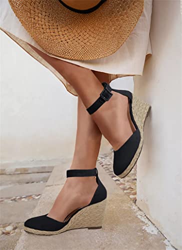 Womens Closed Toe Espadrilles Wedges Shoes Platform Heel Ankle Strap Buckle Dress Sandals2