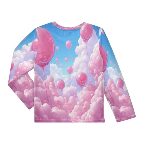 Bubbles Pink Clouds Boys Rash Guard Long Sleeve UPF 50+ Boys Swim Shirt Quick Dry Shirt for 3-12 Years2