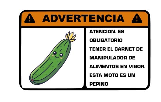Vinilo impreso pegatina Moto Pepino 10x6cm sticker decal autocollant humor