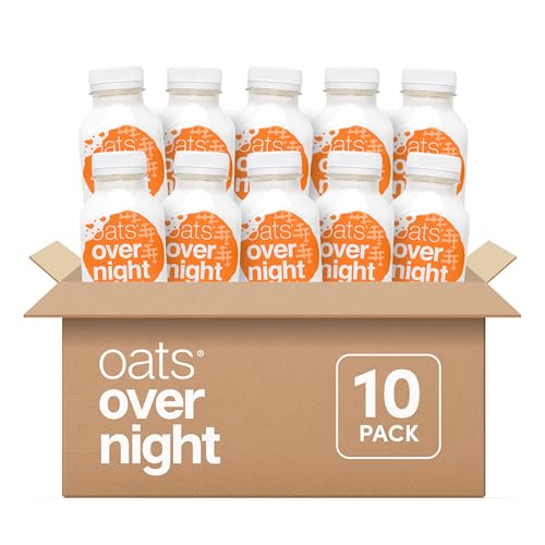 Oats Overnight Peanut Butter Crunch - Overnight Oats High Protein Oatmeal Shake (15g Protein) Just Add Water Breakfast Gluten Free Non-GMO Meal Replacement Drink (2.3 oz 10 Pack)
