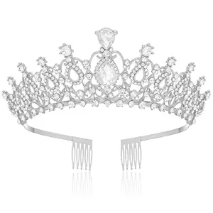 Tiara Crown for Women, Headband Hair Accessories for Birthday Wedding Party Costume Silver
