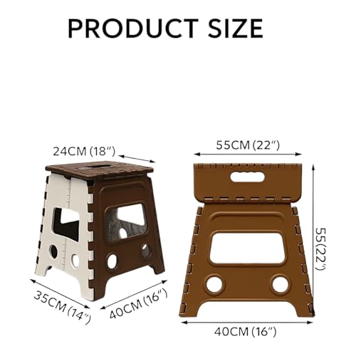 Image of Shah Enterprises Plastic Folding Stool 18 Inch (Brown)