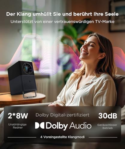 TCL A1s Beamer 4K Full HD, Offizielles Google TV (APV/Netflix/Disney), 2×Dolby 8W, 600 ISO Lumen, Bluetooth und WiFi, Autofokus, 6D Trapezkorrektur, für Handy- und Spieleprojektion, Heimkino – Bild 6