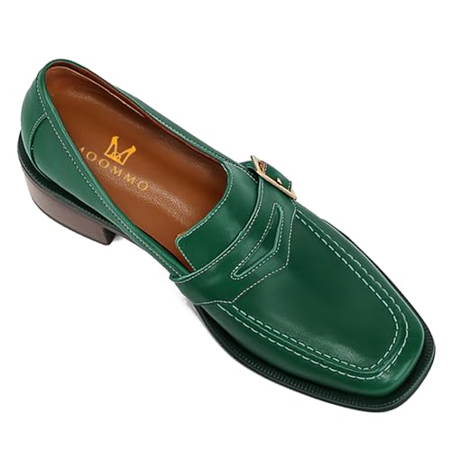 Image of MOOMMO Women Chunky Heel Penny Loafers Square Toe Buckle Slip On Comfort | Office Ladies Loafer Pumps 2 inch Stacked Block Heel Dress Loafers Oxfords Walking Dress Shoes Casual Size 4-11 M US