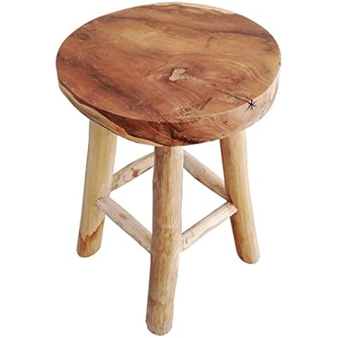 LioLiving Hocker Kansas aus Massivholz Teakholz Sitzhocker Schemel rund Cover