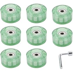 Ruedas Luminosas Patines Vocdikficy 8 ruedas luminosas para patines con efecto purpurina, ruedas luminosas con rodamientos integrados, 32 x 58 mm, 78 A, color verde