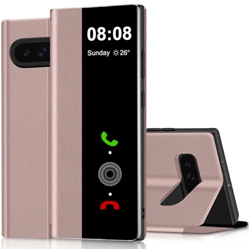 Étui Pixel 9 Pro à rabat rose housse protection cuir béquille 360