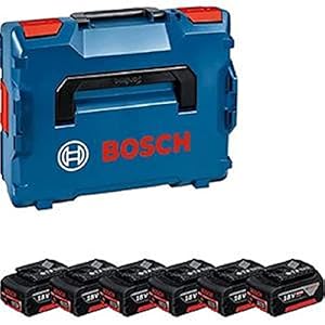 bosch professional set batteries du 18v system : 6 batteries gba 18v 4.0 ah (avec un calage l boxx pleine largeur pour starter sets, dans l boxx 136) 1600a02a2s